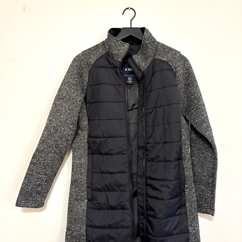 Knoss Women's Hybrid Bonded Sweater Fleece Puffer Black Jacket XS - Picture 3 of 4